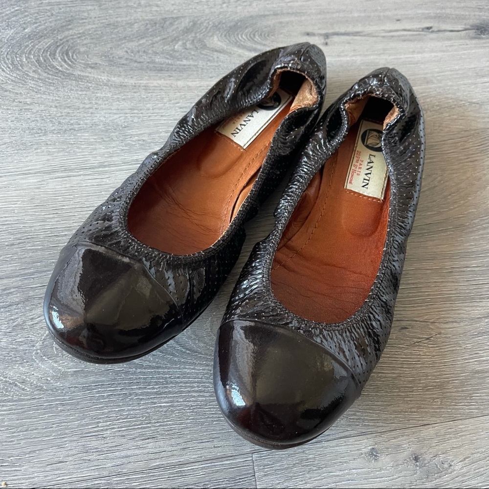 Lanvin Perforated Cal Toe Ballet Flats